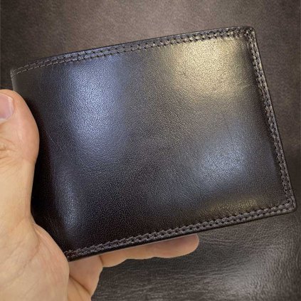 Pánská tmavě hnědá kožená peněženka ROYAL Leather s monogramem (ražba)