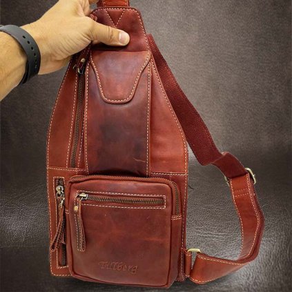Prémiová bordo vínová kožená taška ledvinka TILLBERG Leather | velikost L velká
