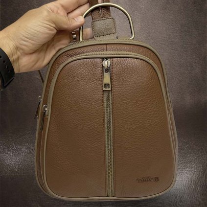 Dámský luxusní hnědý kožený batoh TILLBERG LEATHER | velikost M středně velká