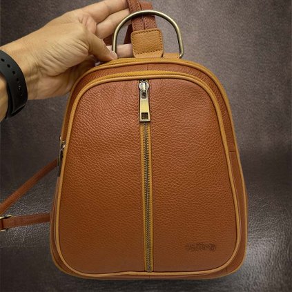 Dámský luxusní hnědý kožený batoh TILLBERG LEATHER | velikost M středně velká