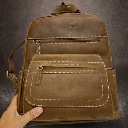 Extra velký hnědý kožený batoh A4+ TILLBERG Leather | velikost XL extra velký