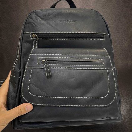 Extra velký černý kožený batoh A4+ TILLBERG Leather | velikost XL extra velký