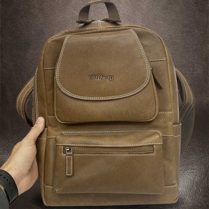 Extra velký hnědý kožený batoh A4+ TILLBERG Leather | velikost XL extra velký
