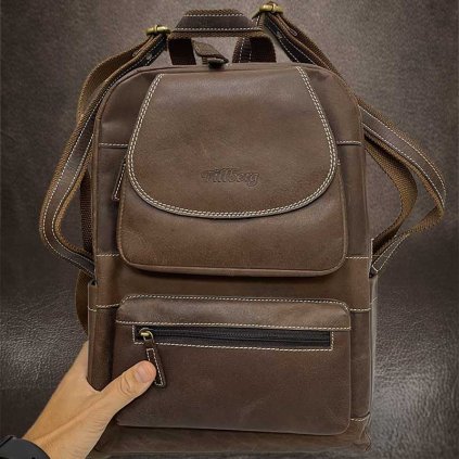 Extra velký tmavě hnědý kožený batoh A4+ TILLBERG Leather | velikost XL extra velký