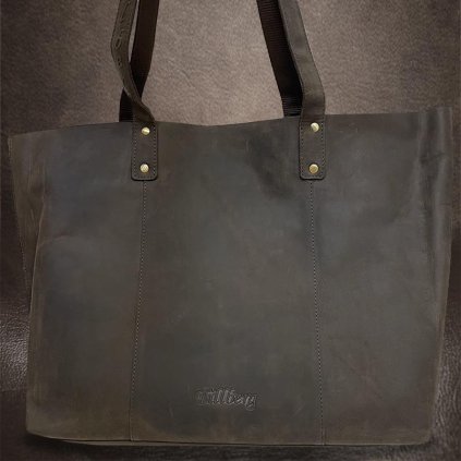 Dámská celokožená hnědá kožená kabelka TILLBERG Leather | velikost L velká