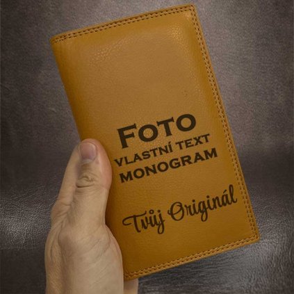Pískový kožený obal, pouzdro, peněženka TILLBERG LEATHER s monogramem, vlastním textem nebo fotkou