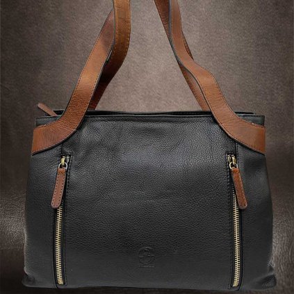 Dámská černá kožená kabelka BELLUGIO Leather | velikost M velká