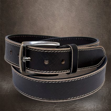 Prémiový tmavě hnědý prošívaný kožený pásek BEORIGINAL s ražbou vlastního monogramu (lze zkrátit)  + prémiové dárkové balení BE Original