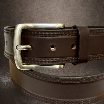 Prémiový hnědý kožený pásek BEORIGINAL s ražbou vlastního monogramu (lze zkrátit)  + prémiové dárkové balení BE Original