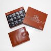 Pánská hnědá kožená peněženka Ricardo Leather RFID s monogramem (ražba)