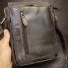 Pánská hnědá PREMIUM Leather kožená crossbody messenger taška přes rameno | velikost L velká