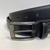 Pánský prošitý černý kožený pásek DEUTSCHLAND Leather s monogramem (ražba) lze zkátit