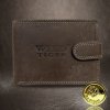 Pánská hnědá kožená peněženka Tiger Leather s monogramem (ražba)