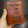 Pánská hnědá kožená peněženka Ricardo Leather RFID s monogramem a vlastním textem
