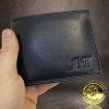 Pánská černá kožená peněženka BEORIGINAL Leather RFID s monogramem (ražba)