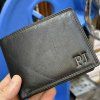 Pánská černá kožená peněženka BEORIGINAL Leather RFID s monogramem (ražba)  + Akce - zlatá mince Pro štěstí ZDARMA