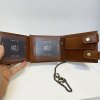 Pánská kožená peněženka s řetízkem ROYAL Leather RFID s monogramem, textem nebo fotkou
