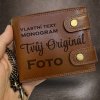 Pánská kožená peněženka s řetízkem ROYAL Leather RFID s monogramem, textem nebo fotkou