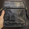 Pánská černá WILD Leather kožená crossbody messenger taška přes rameno | velikost L velká