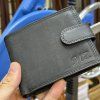 Pánská černá kožená peněženka GURU Leather s monogramem (ražba)  + Akce - zlatá mince Pro štěstí ZDARMA