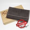 Dámská hnědá kožená peněženka WILD Leather s monogramem (ražba)