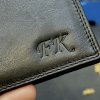 Černá SLIM kožená peněženka BEORIGINAL Leather s monogramem (ražba)  + Akce - zlatá mince Pro štěstí ZDARMA