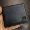 Černá SLIM kožená peněženka BEORIGINAL Leather s monogramem (ražba)