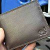 Hnědá SLIM kožená peněženka BEORIGINAL Leather s monogramem (ražba)  + Akce - zlatá mince Pro štěstí ZDARMA