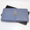 Dámská modrá kožená peněženka na zip BELLUGIO Leather s monogramem a vlastním textem