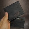 Černá SLIM 2v1 kožená peněženka BEORIGINAL Leather s monogramem (ražba)