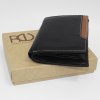 Pánská černá/hnědá kožená peněženka BULL Leather s monogramem (ražba)