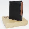 Pánská černá/hnědá kožená peněženka BULL Leather s monogramem (ražba)
