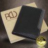 Pánská černá/šedá kožená peněženka BULL Leather s monogramem (ražba)