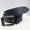 Pánský prošitý černý kožený pásek DOUBLE HUNTERS Leather s monogramem (ražba) lze zkrátit