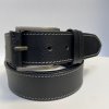 Pánský prošitý černý kožený pásek DOUBLE HUNTERS Leather s monogramem (ražba) lze zkrátit