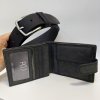 Pánský kožený set BEORIGINAL Leather černá kožená peněženka a kožený pásek s monogramem (ražba)