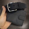 Pánský kožený set BEORIGINAL Leather černá kožená peněženka a kožený pásek s monogramem (ražba)