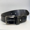 Pánský černý kožený pásek EXCLUSIVE Leather s monogramem (ražba) lze zkrátit