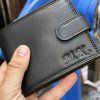 Pánská černá kožená peněženka RFID BEORIGINAL Leather s monogramem (ražba)  + Akce - zlatá mince Pro štěstí ZDARMA