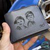 Pánská modrá kožená peněženka RFID BEORIGINAL Leather s monogramem (ražba)  + Akce - zlatá mince Pro štěstí ZDARMA