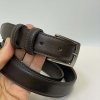 Dámský prošitý tmavě hnědý kožený pásek DEUTSCHLAND Leather s monogramem (ražba) lze zkrátit