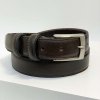 Dámský prošitý tmavě hnědý kožený pásek DEUTSCHLAND Leather s monogramem (ražba) lze zkrátit