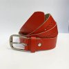 Dámský červený kožený pásek (ražba) lze zkrátit