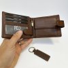 Pánský tmavě hnědý kožený set peněženky a klíčenky s vlastním monogramem, textem, fotkou