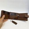 Pánský tmavě hnědý kožený set peněženky a klíčenky s vlastním monogramem, textem, fotkou