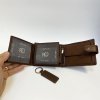 Pánský tmavě hnědý kožený set peněženky a klíčenky s vlastním monogramem, textem, fotkou