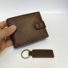 Pánský tmavě hnědý kožený set peněženky a klíčenky s vlastním monogramem, textem, fotkou