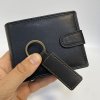 Pánský černý kožený set peněženky a klíčenky s vlastním monogramem, textem
