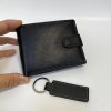 Pánský černý kožený set peněženky a klíčenky s vlastním monogramem, textem