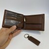 Pánský tmavě hnědý kožený set peněženky a klíčenky s vlastním monogramem, textem, fotkou